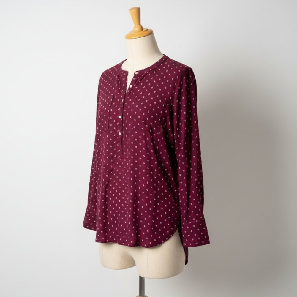 Women's Burgundy Long Sleeve Tunic Top Size L